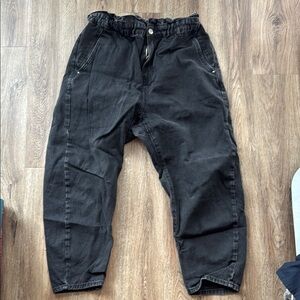 Women’s Paper Bag Waist Black Casual Denim